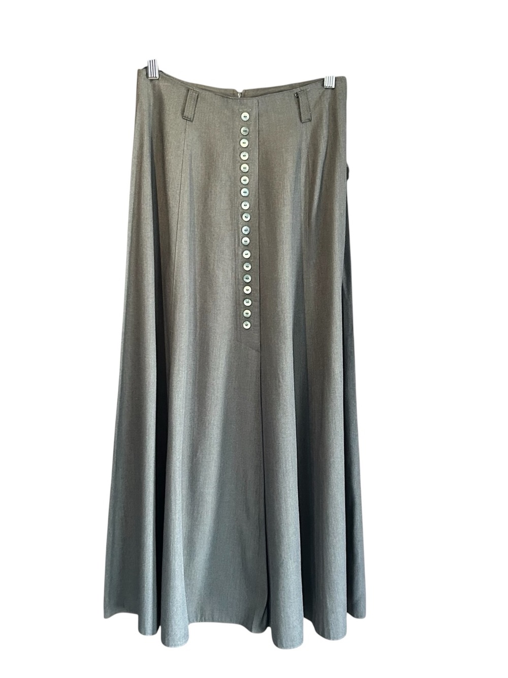 Steilmann Gray A-Line Maxi Skirt with Front Button Detail